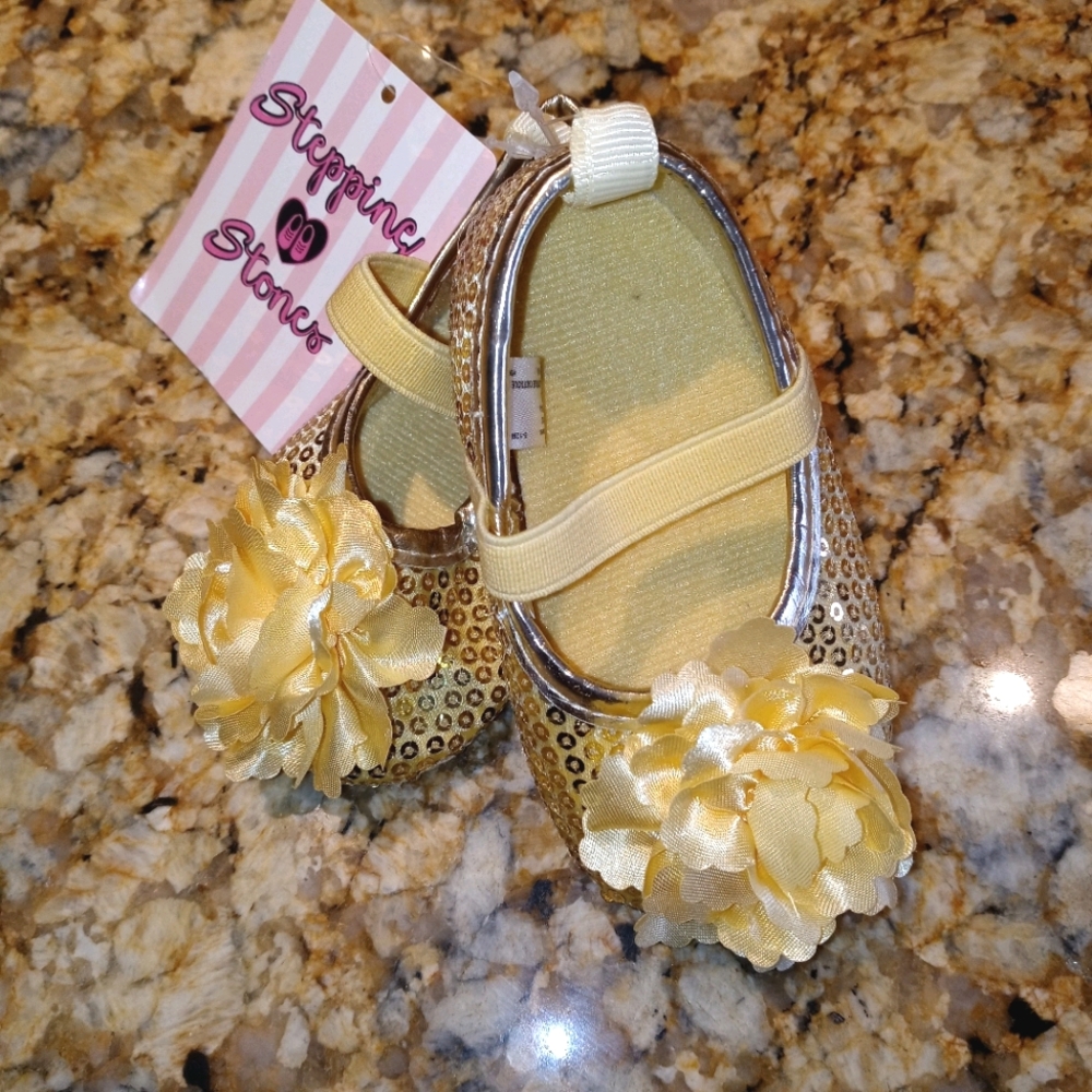 Golden Rose Sequins Baby Flats Size 4C - Picture 8 of 9